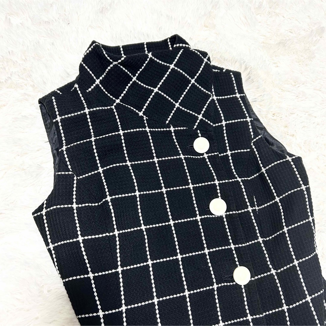 【美品】M’S GRACY エムズグレイシー ロングジレ ベスト チェック 38 【美品】M’S GRACY エムズグレイシー ロングジレ ベスト チェック 38