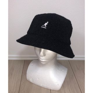 カンゴール(KANGOL)のXL 美品 KANGOL シープ ファー バケットハット ボア ハット ブラック(ハット)