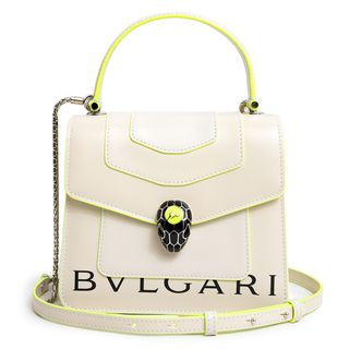 BVLGARI - ブルガリ フラグメント セルペンティ フォーエバー 藤原ヒロシ コラボ 2Way ショルダー ハンドバッグ 斜め掛け カーフスキン レザー ライトベージュ ネオンイエロー ブラック シルバー金具 289523 箱付 BVLGARI（未使用保管品）