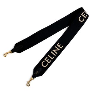 celine - セリーヌ ジャカード ロング ショルダーストラップ ウール カーフスキン レザー ブラック ホワイト 黒 白 ゴールド金具 49S01 2AEP CELINE（新品・未使用品）