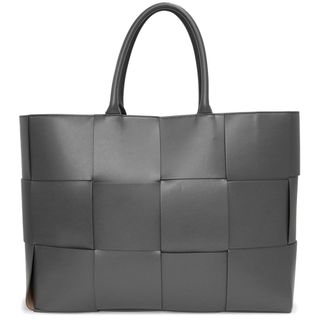 ボッテガヴェネタ(Bottega Veneta)のボッテガヴェネタ ラージ アルコ イントレチャート トートバッグ カーフスキン レザー スウェード グレー ブラック金具 620623 BOTTEGA VENETA（未使用　展示品）(トートバッグ)