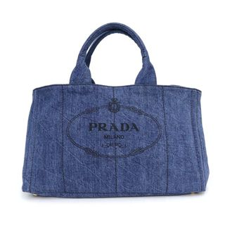 プラダ(PRADA)のプラダ カナパ トート ハンドバッグ デニム ブルー 青 ゴールド金具 B1872B PRADA（未使用保管品）(トートバッグ)