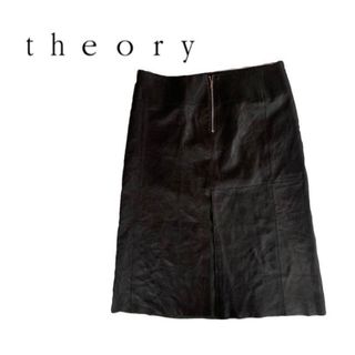 セオリー(theory)のtheory セオリー　ラムレザー　本革　スカート　ブラック　羊革　2 M  (ひざ丈スカート)