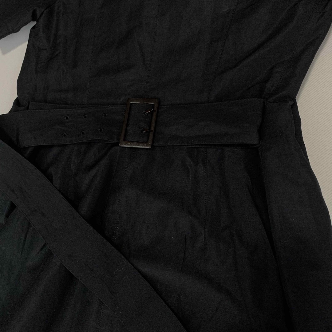 NOVESPAZIO(ノーベスパジオ)のNOVESPAZIO  ワンピース　2way シルク混　半袖　シャツ　ブラック　 レディースのジャケット/アウター(トレンチコート)の商品写真