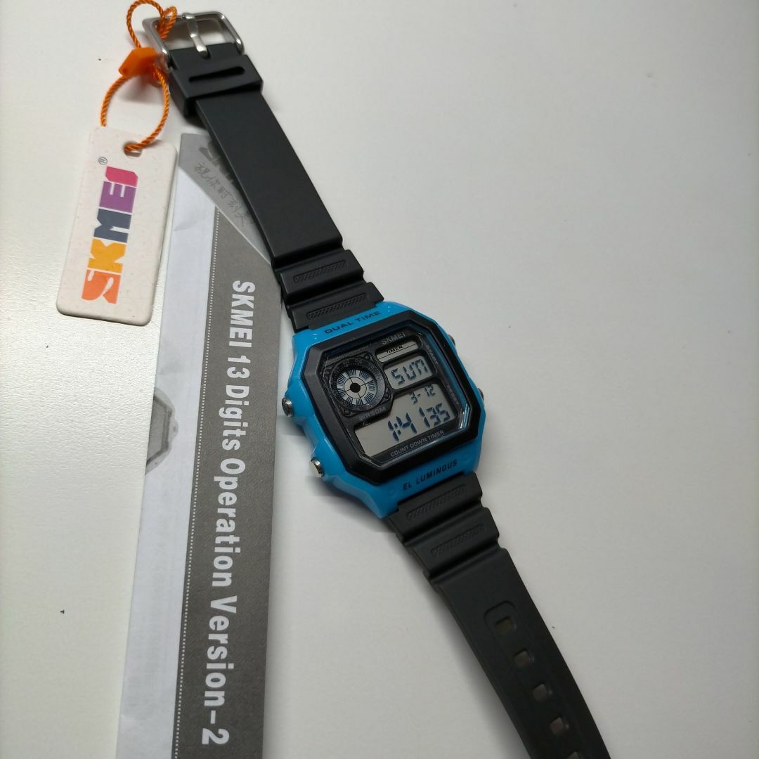 50m防水ダイバーズウォッチ デジタル腕時計 ブルー青 水色  メンズの時計(腕時計(デジタル))の商品写真