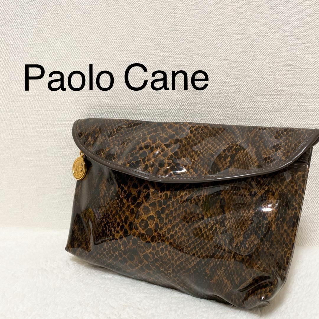 美品✨PAOLO CANEパオロハンドバッグトートバッグパイソン柄蛇柄エナメル レディースのバッグ(ハンドバッグ)の商品写真