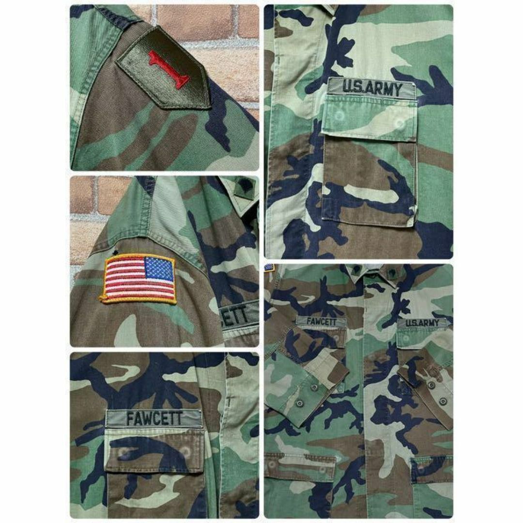 アメリカ軍　米軍　ミリタリージャケット　シャツ　迷彩　カモフラ　星条旗　L メンズのジャケット/アウター(ミリタリージャケット)の商品写真