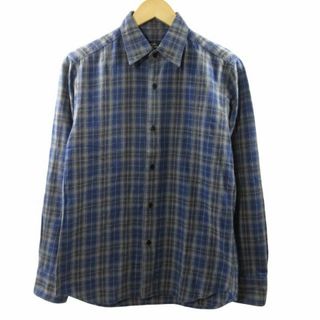 アニエスベーオム Agnes b. homme チェックシャツ 長袖 紺 2(シャツ)