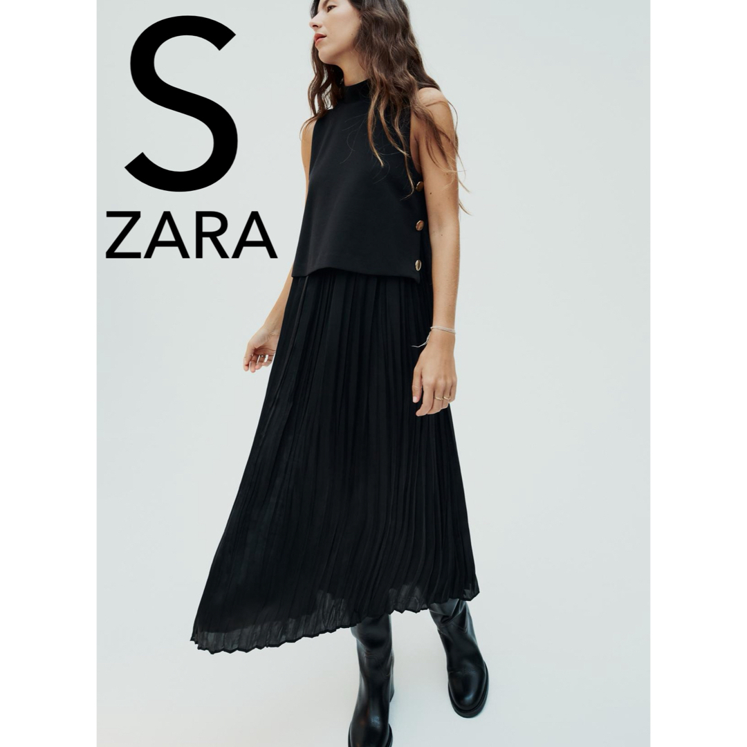 ZARA(ザラ)のZARA コンビ　ボタン　ミディワンピース　新品 レディースのワンピース(ロングワンピース/マキシワンピース)の商品写真