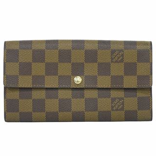 ルイヴィトン(LOUIS VUITTON)の本物 ルイヴィトン LOUIS VUITTON LV ポルトフォイユサラ ダミエ エベヌ 長財布 ロングウォレット ブラウン N61734 ビトン 財布 ウォレット 中古(財布)