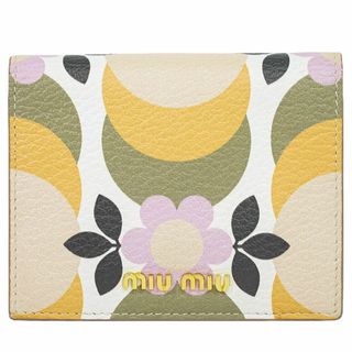 ミュウミュウ(miumiu)の本物 ミュウミュウ MIU MIU フラワー モチーフ 折財布 コンパクトウォレット レザー マルチカラー 5MV204 財布 ウォレット 中古(財布)