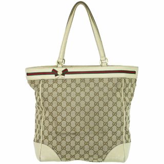 グッチ(Gucci)の本物 グッチ GUCCI シェリーライン GGキャンバス トートバッグ ハンドバッグ ベージュ 257062 Shelly Line バッグ 中古(トートバッグ)