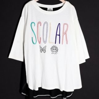 スカラー(ScoLar)の【新品】SCOLAR＆スカラーちゃん＆蝶刺繍プルオーバー(Tシャツ(半袖/袖なし))