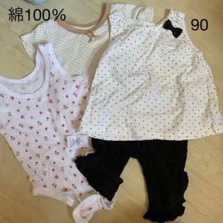 ニシマツヤ(西松屋)のベビー　キッズ　綿　90 夏服　トップス　ズボン　肌着　インナー　ロンパース(Tシャツ/カットソー)