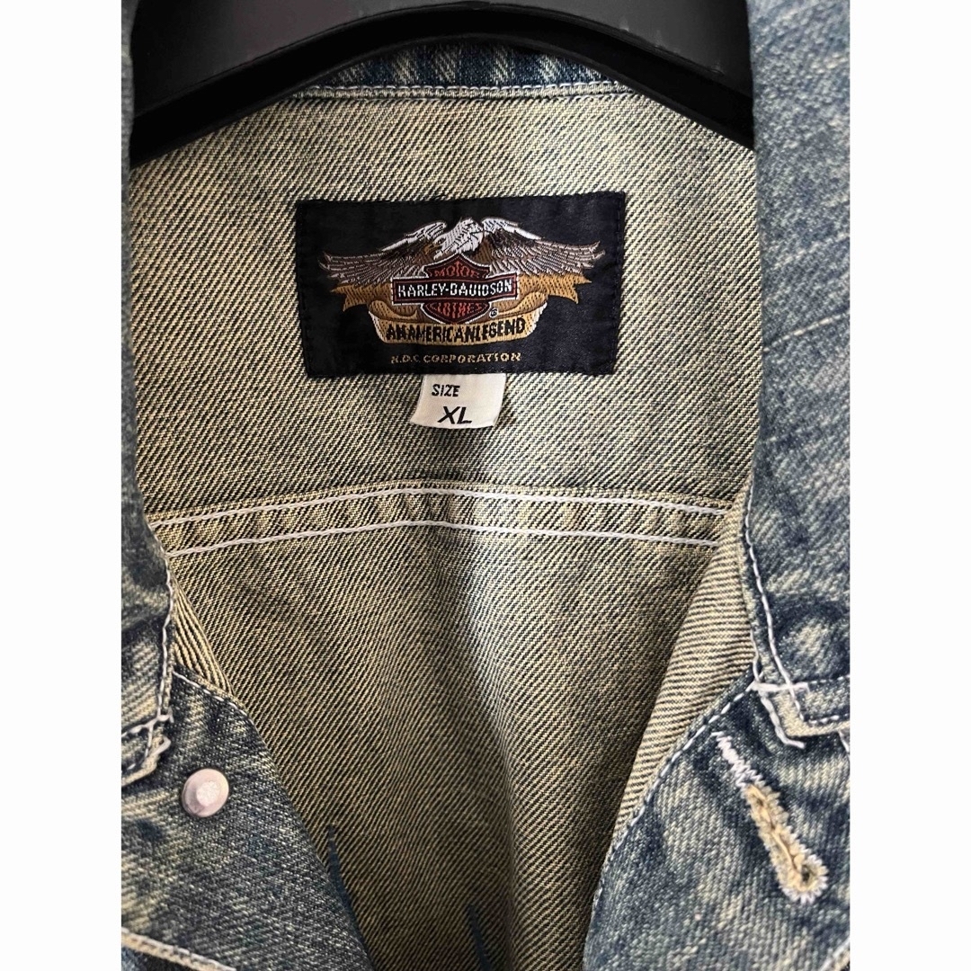 Harley Davidson(ハーレーダビッドソン)のハーレーダビットソン・ジージャン・ベスト・古着 メンズのジャケット/アウター(Gジャン/デニムジャケット)の商品写真