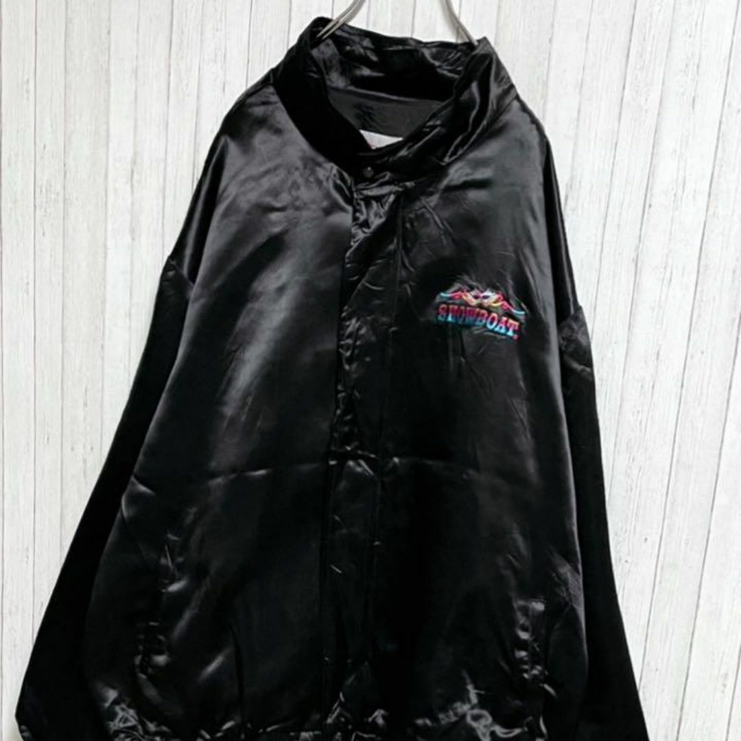 RP USA製　ナイロンスタジャン　ビッグシルエット　黒　ブラック　刺繍　2XL メンズのジャケット/アウター(スタジャン)の商品写真