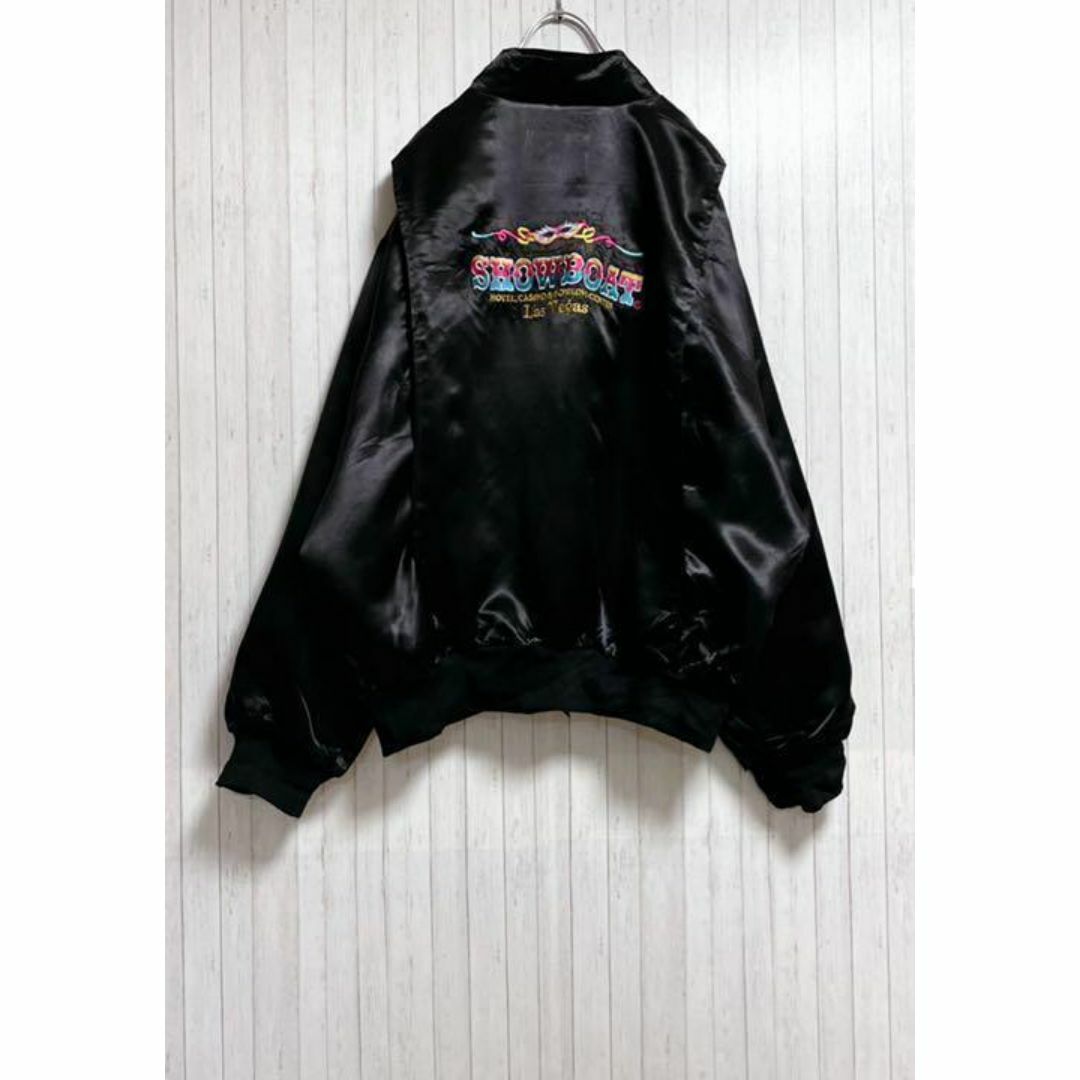 RP USA製　ナイロンスタジャン　ビッグシルエット　黒　ブラック　刺繍　2XL メンズのジャケット/アウター(スタジャン)の商品写真