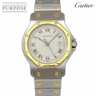 Cartier - カルティエ Cartier サントスオクタゴンLM コンビ ヴィンテージ メンズ 腕時計 デイト アイボリー K18YG クォーツ Santos octagon VLP 90231460