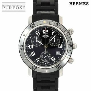 エルメス(Hermes)のエルメス HERMES クリッパー ダイバーズ クロノグラフ CL2.915 メンズ 腕時計 デイト ブラック クォーツ ウォッチ Clipper VLP 90231564(腕時計(アナログ))