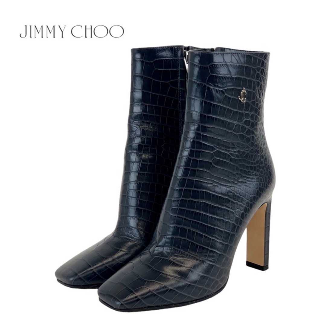 JIMMY CHOO(ジミーチュウ)のジミーチュウ JIMMY CHOO ブーツ ショートブーツ 靴 シューズ レザー ネイビー クロコ調 レディースの靴/シューズ(ブーツ)の商品写真