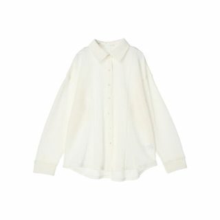 グリーンパークス(green parks)の【オフホワイト】カットレースシャツチュニック 24SS/レディース/夏/透かし編み/長袖/軽羽織り/体型カバー(カットソー(長袖/七分))