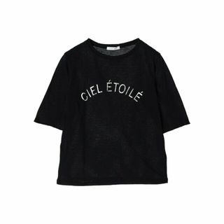 グリーンパークス(green parks)の【ブラック】シアーボーダーロゴプルオーバー 24SS/レディース/夏/半袖/クルーネック/Tシャツ(カットソー(長袖/七分))