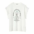 【オフホワイト】DoubleFlags フリルショルダープリントTEE 24SS