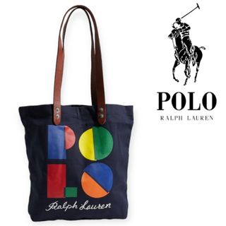 ポロラルフローレン(POLO RALPH LAUREN)の【新品タグ付き】ポロラルフローレン　コットンキャンバス　レザー　トートバッグ(トートバッグ)