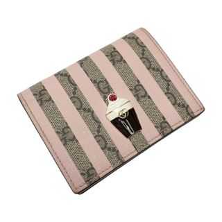 グッチ(GUCCI)の☆☆GUCCI グッチ GGスプリーム 2つ折り カードケースウォレット 701489 ピンク アイスクリーム 財布(財布)