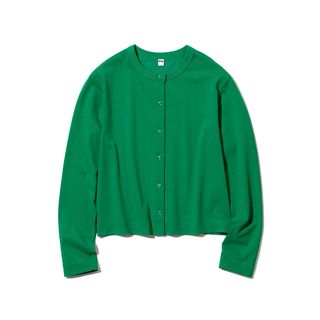 ユニクロ(UNIQLO)のUNIQLO UVカットジャージークルーネックカーディガン（長袖）(カーディガン)