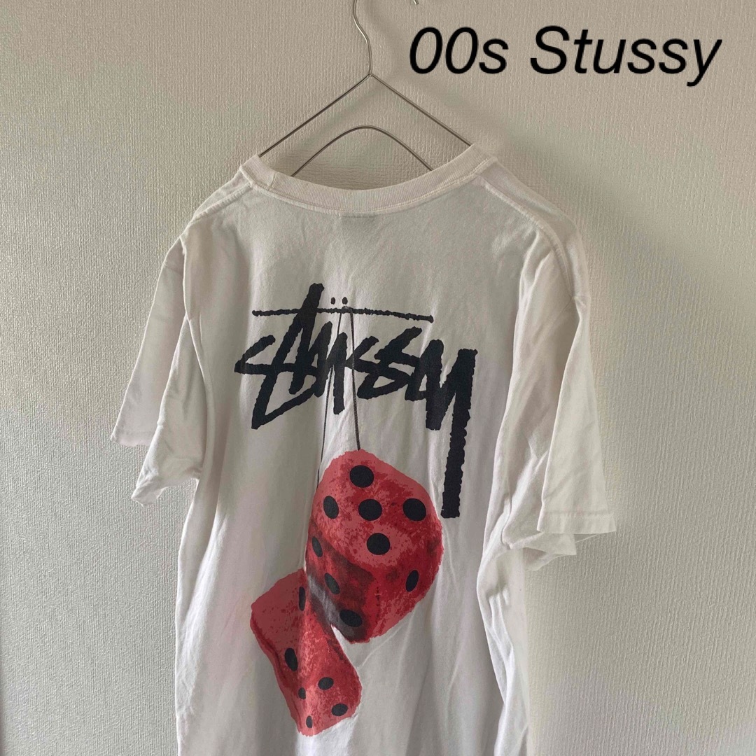 STUSSY(ステューシー)の00sStussyステューシーtシャツホワイトメンズ半袖ストリートダイスサイコロ メンズのトップス(Tシャツ/カットソー(半袖/袖なし))の商品写真