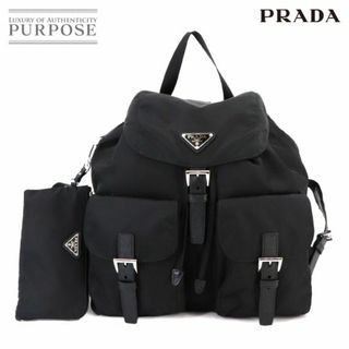 プラダ(PRADA)の未使用 展示品 プラダ PRADA ミディアム バックパック リュックサック ナイロン サフィアーノレザー ネロ 1BZ811  ポーチ付 VLP 90230187(リュック/バックパック)