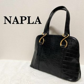 ナプラ(NAPUR)のレア✨NAPLA ナプラハンドバッグトートバッグブラック黒型押しクロコ(トートバッグ)