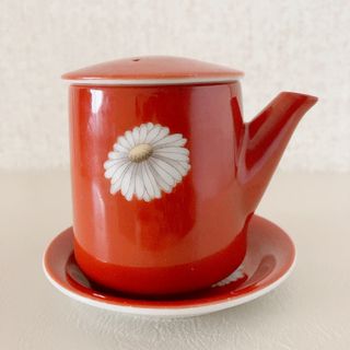 ノリタケ(Noritake)のオールドノリタケ　朱地白菊　醤油差し&小皿(食器)