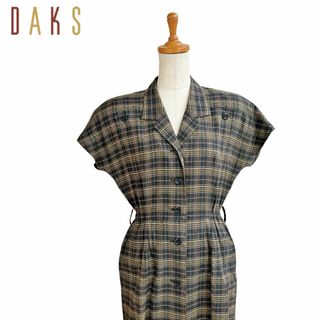 ダックス(DAKS)の【DAKS】半袖シャツ風ワンピース/チェック柄/9号★ダックス(ひざ丈ワンピース)