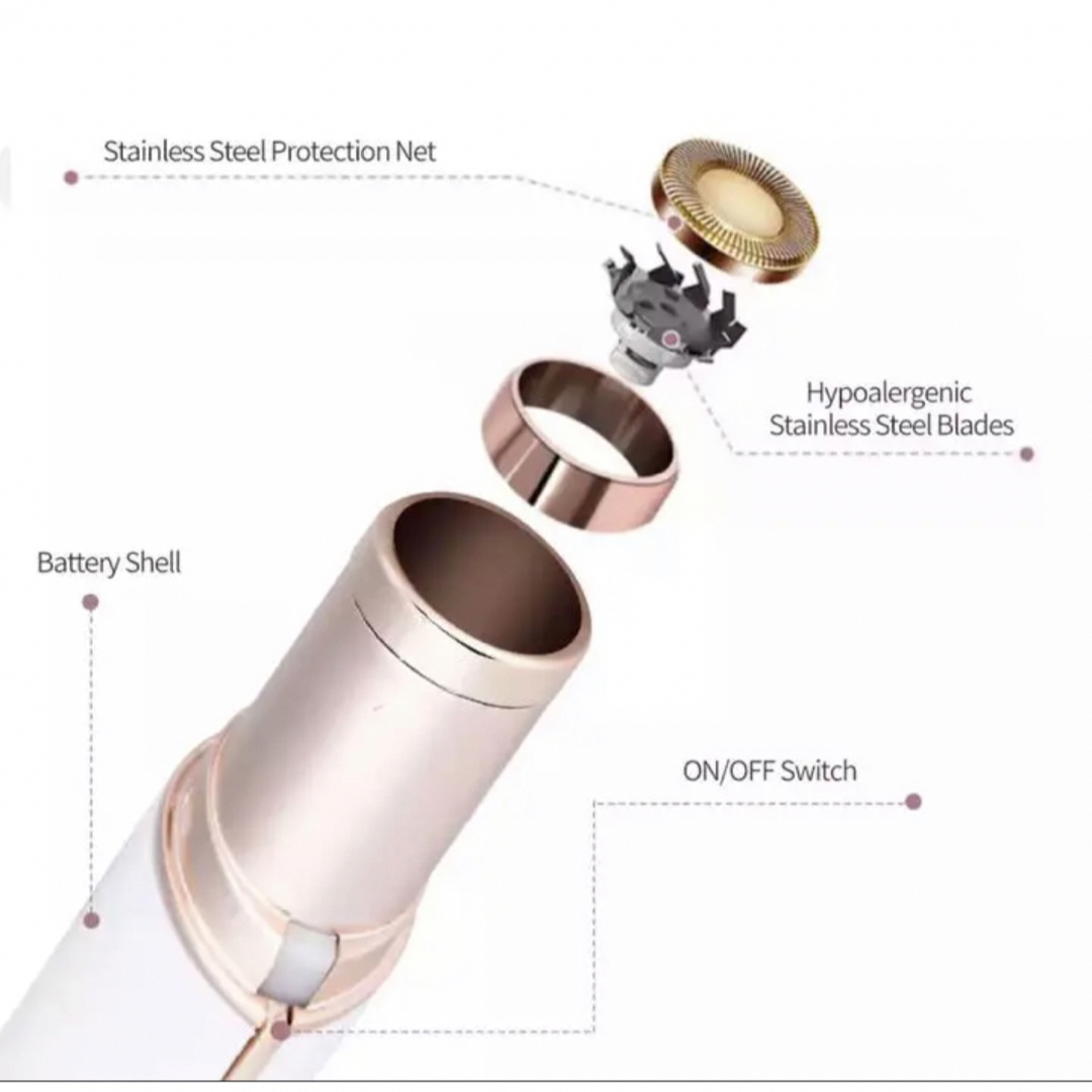 口紅型 フェイスシェーバー 脱毛器 女性 顔剃り 回転式 LEDライト付き スマホ/家電/カメラの美容/健康(レディースシェーバー)の商品写真