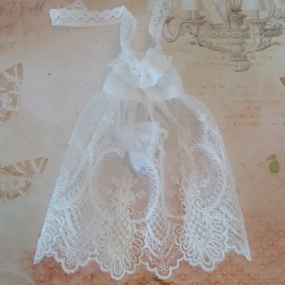 ネオブライス用ランジェリーセット-ホワイト ハンドメイドのぬいぐるみ/人形(その他)の商品写真