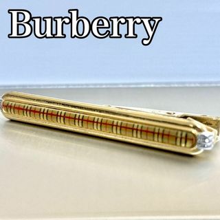 バーバリー(BURBERRY)のBurberry バーバリー　ネクタイピン　ノバチェック　ゴールド　刻印ロゴ(ネクタイピン)