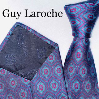 ギラロッシュ(Guy Laroche)のGuy Laroche ギラロッシュ　シルクネクタイ　総柄　高級　イタリア製　紺(ネクタイ)