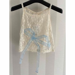 エディットフォールル(EDIT.FOR LULU)のYUHAN WANG/ユハン ワン】ribbon bow lace top(カットソー(半袖/袖なし))