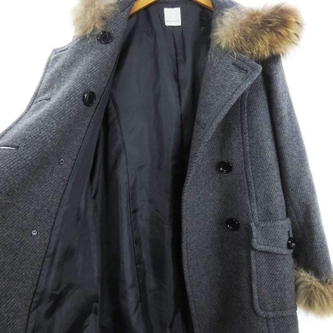BRAHMIN(ブラーミン)のブラーミン フーデッドコート ロング ファー ウール アンゴラ混 グレー M レディースのジャケット/アウター(その他)の商品写真
