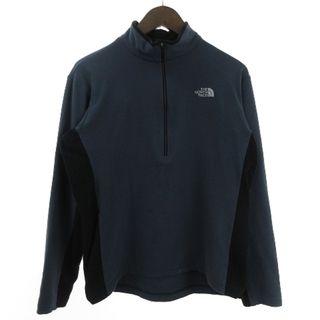 ザノースフェイス(THE NORTH FACE)のザノースフェイス カットソー フリース ハーフジップ 長袖 ロゴ 青系 L(Tシャツ/カットソー(七分/長袖))