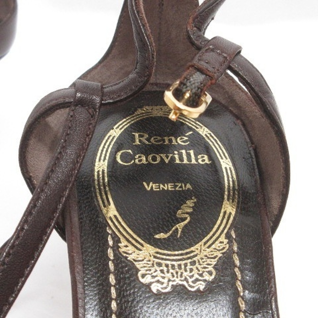 RENE CAOVILLA(レネカオヴィラ)のレネカオヴィラ パンプス ストラップ ピンヒール 茶 35 22.5cm位 レディースの靴/シューズ(ハイヒール/パンプス)の商品写真