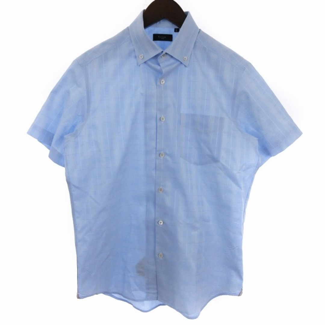 Paul Smith(ポールスミス)のポールスミス シャツ 半袖 ボタンダウン チェック コットン 青 L ■SM1 メンズのトップス(シャツ)の商品写真