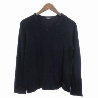 ブラックレーベルクレストブリッジ(BLACK LABEL CRESTBRIDGE)のブラックレーベルクレストブリッジ Tシャツ 長袖 Vネック 総柄 濃紺 黒 M(Tシャツ/カットソー(七分/長袖))