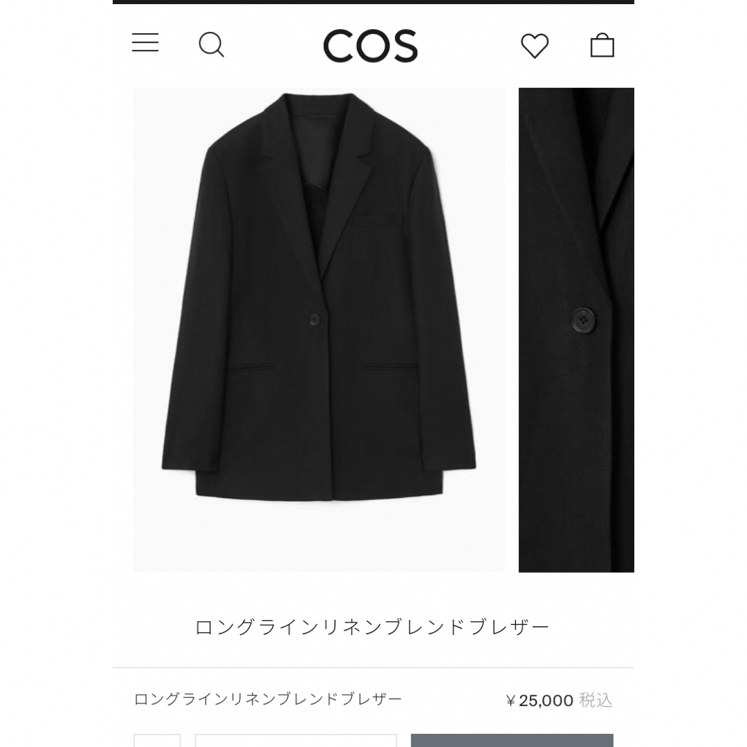 COS(コス)のCOS  ロングラインリネンブレンドブレザー レディースのジャケット/アウター(テーラードジャケット)の商品写真