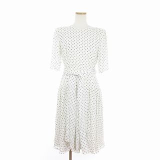 ハナエモリ(HANAE MORI)のハナエモリ ブティック ヴィンテージ ワンピース ロング 水玉 白 9A3(ひざ丈ワンピース)