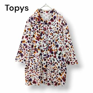 【美品】トピィーズ Topys 総柄 ブラウス シャツ チュニック 七分袖 花柄(ポロシャツ)