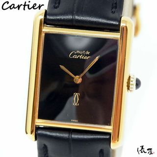 カルティエ(Cartier)の【OH済/仕上済】カルティエ マストタンク LM 手巻き式 ブラック 極美品 ヴィンテージ アンティーク メンズ Cartier 時計 腕時計 中古【送料無料】(腕時計(アナログ))