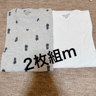 Amazon Essentials 2枚組 Tシャツ Vネック半袖メンズ M(Tシャツ/カットソー(半袖/袖なし))